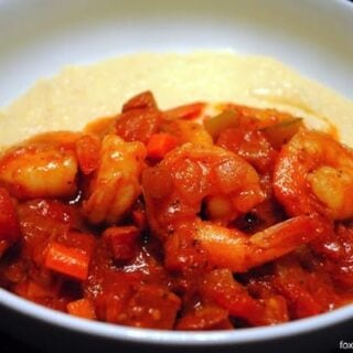 Cajun-Style Shrimp & Grits - A spicy and comforting dish made with ingredients you have on hand. | foxeslovelemons.com