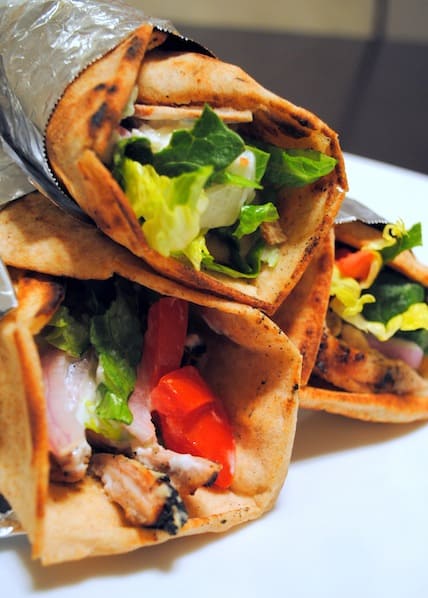 Grilled Chicken Shawarma - make your favorite Mediterranean restaurant sandwich at home (it's healthier, too!) | foxeslovelemons.com