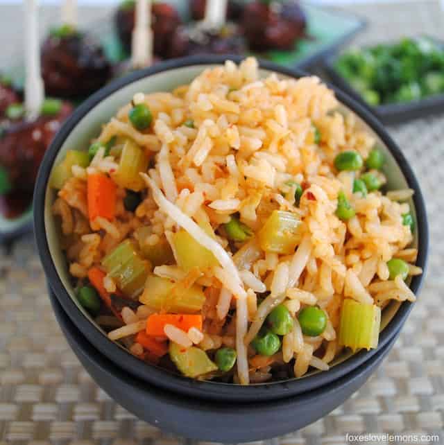 Kimchi Fried Rice - A quick and yummy vegetarian entree or side dish. | foxeslovelemons.com