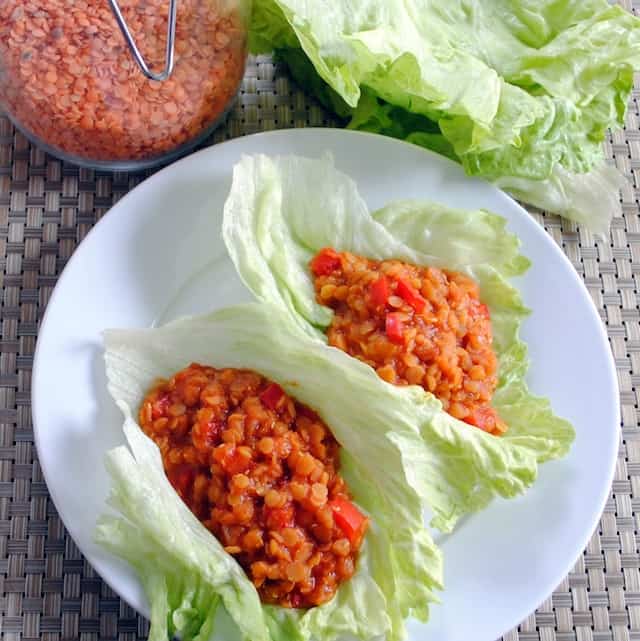 Vegetarian Lentil Sloppy Joe Lettuce wraps - simple, healthy, and delicious! | foxeslovelemons.com