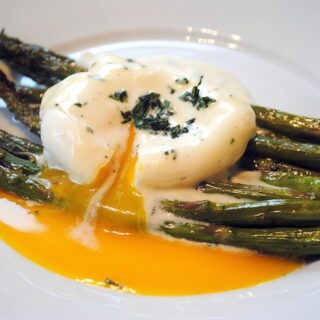 Roasted Asparagus with Lemon-Mustard Sauce - Want to impress your guests at brunch? Try this easy but elegant dish that makes you look like a star! | foxeslovelemons.com
