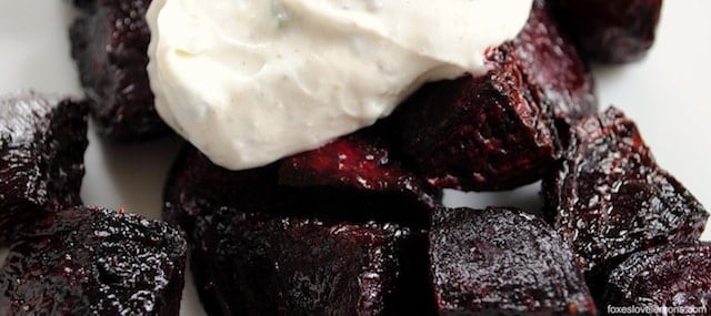 Roasted Beets with Chevre-Yogurt Sauce - An easy but elegant starter or side dish.Roasted Beets with Chevre-Yogurt Sauce - An easy but elegant starter or side dish. | foxeslovelemons.com