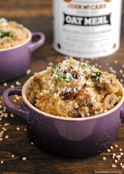 Oatmeal for Dinner: Savory Mushroom Oat Risotto - Foxes Love Lemons