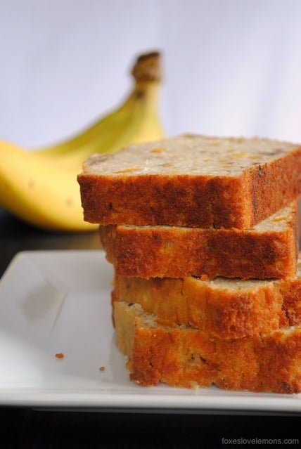 Tropical Mango Banana Bourbon Bread - a taste of Hawaii in a slice of bread! | foxeslovelemons.com