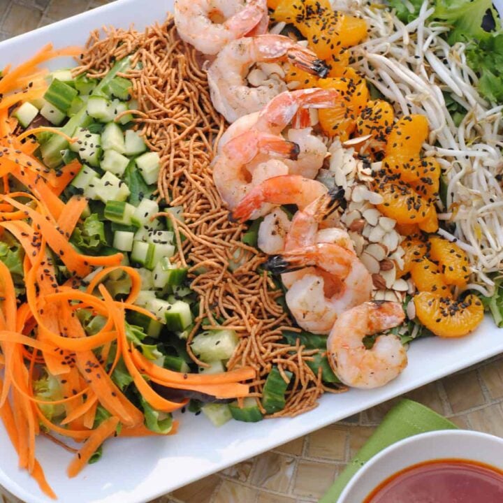 Asian Shrimp Salad with Gochujang Dressing – a cold, crunchy, refreshing salad for a warm day. | foxeslovelemons.com