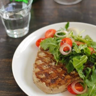 Grilled Tuna with Marinated Tomato & Arugula Salad - a simple yet special meal that impresses! | foxeslovelemons.com