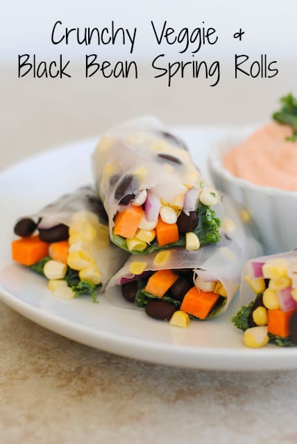 Crunchy Veggie & Black Bean Spring Rolls - a fun vegetarian snack or light lunch. | foxeslovelemons.com