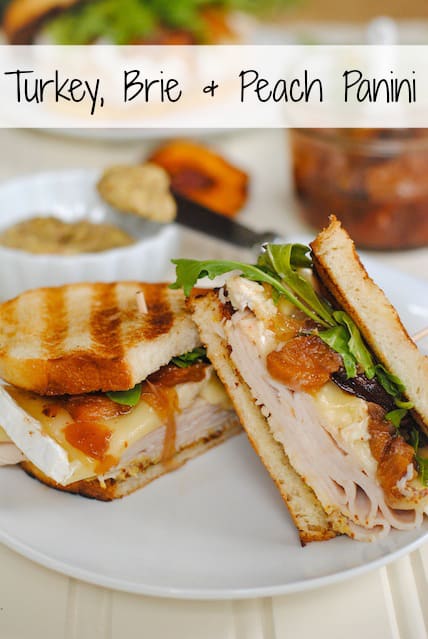 Turkey, Brie & Peach Panini - a sweet, savory & cheesy turkey sandwich. | foxeslovelemons.com