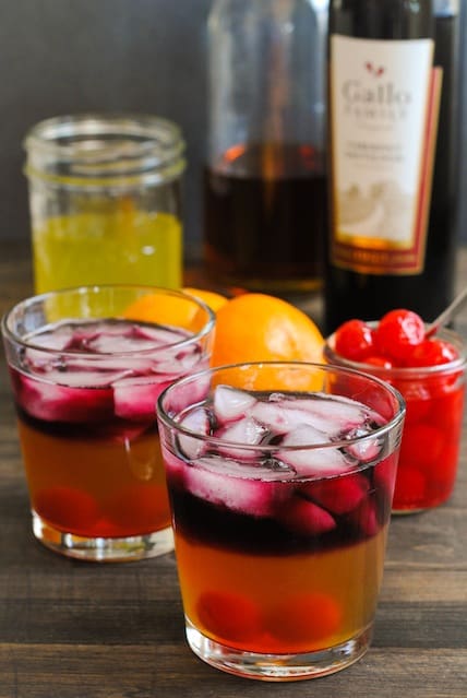 Clementine, Whiskey and Wine Cocktail - A strong but fruity and beautiful winter drink. | foxeslovelemons.com