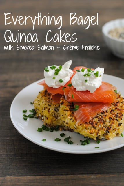 Everything Bagel Quinoa Cakes with Smoked Salmon & Crème Fraîche - Crispy quinoa patties perfect for breakfast, brunch, lunch or a light dinner! | foxeslovelemons.com