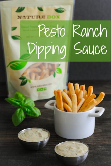 Pesto Ranch Dipping Sauce - A versatile and delicious homemade ranch dip. Serve with potato chips, crackers or veggies, or use as a salad dressing or sandwich spread! | foxeslovelemons.com