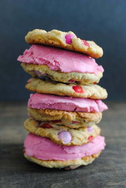 Valentine's Cookie Ice Cream Sandwiches - A sweet homemade treat for somebody special. | foxeslovelemons.com