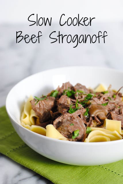 Slow Cooker Beef Stroganoff - Rich and creamy beef and mushroom stroganoff with egg noodles. Let your crock pot do all the work! | foxeslovelemons.com