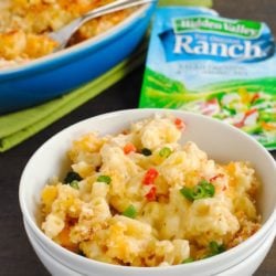 Ranch and Pimento Mac & Cheese - Creamy macaroni and cheese combined with the craveable flavor of ranch dressing! | foxeslovelemons.com