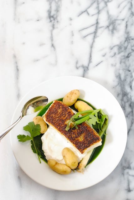 Seared Chilean Sea Bass Recipe With Potatoes And Herb Sauce