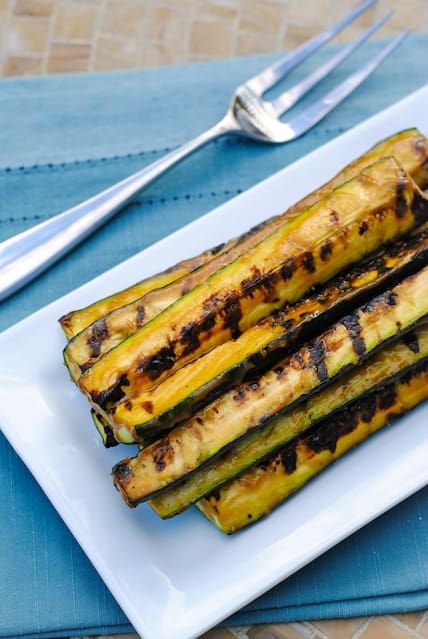 Miso-Glazed Grilled Zucchini - Use this 2 minute, 4 ingredient miso glaze on anything grilled this summer! | foxeslovelemons.com