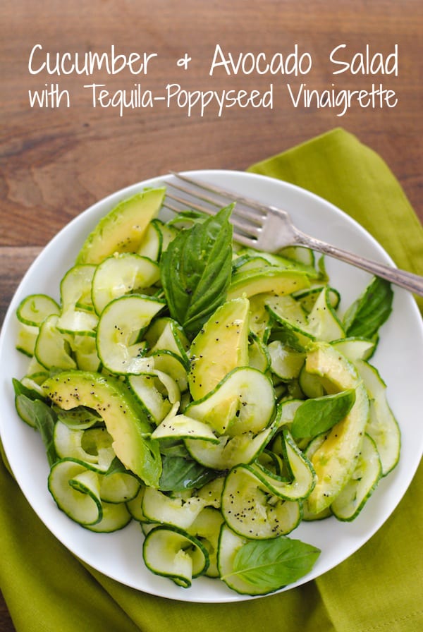 Cucumber & Avocado Salad with Tequila-Poppyseed Vinaigrette - A fresh, beautiful and healthy salad! | foxeslovelemons.com