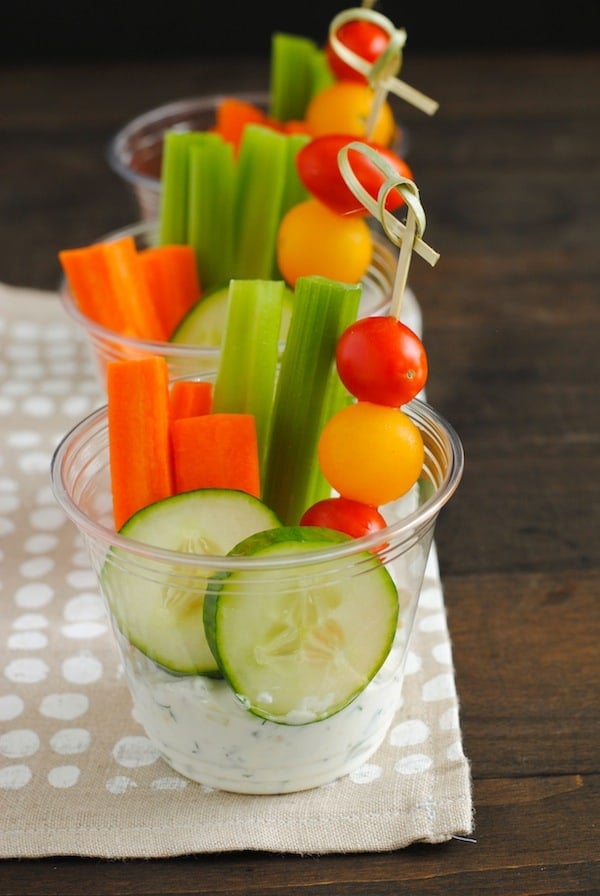 Veggies & Dip Cups | Sangria Party Week 2014 | foxeslovelemons.com