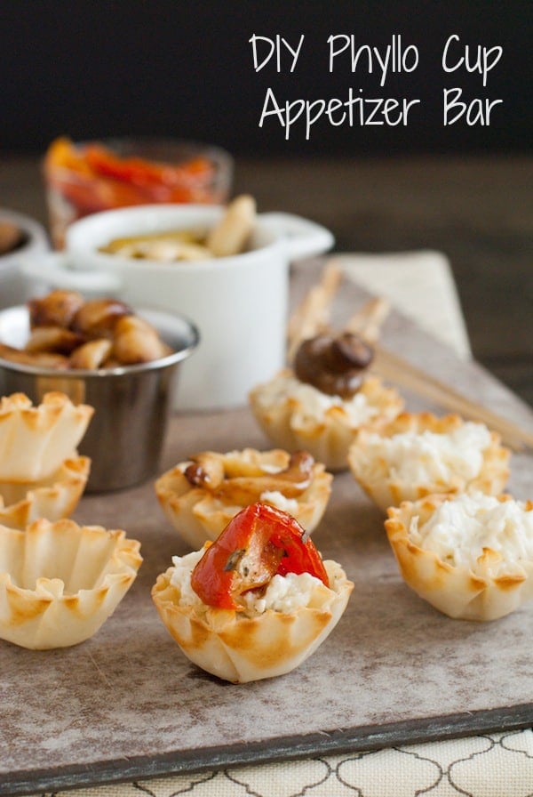 DIY Phyllo Cup Appetizer Bar - A fun spread of party bites that lets your grocery store do ALL the work! | foxeslovelemons.com