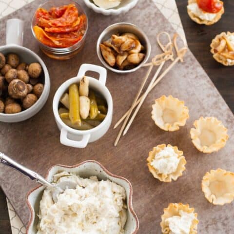 DIY Phyllo Cup Appetizer Bar - A fun spread of party bites that lets your grocery store do ALL the work! | foxeslovelemons.com