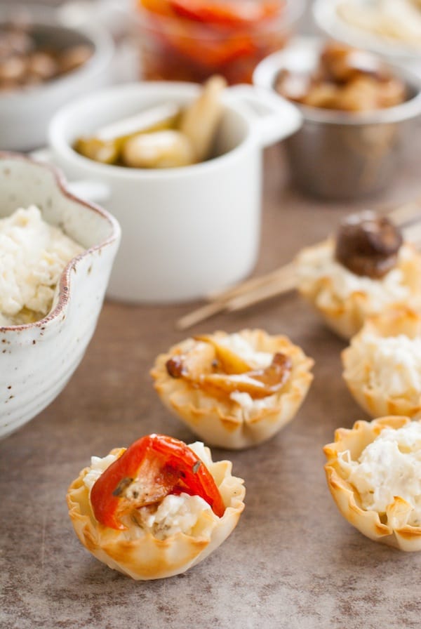 DIY Phyllo Cup Appetizer Bar - A fun spread of party bites that lets your grocery store do ALL the work! | foxeslovelemons.com