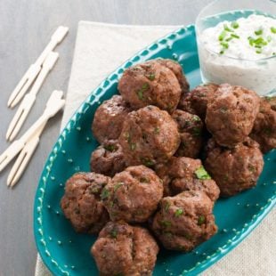 Snappy Cocktail Meatballs with Creamy Mustard Sauce (Gluten-Free) - A party appetizer that everyone can enjoy, and it comes together in just minutes! | foxeslovelemons.com