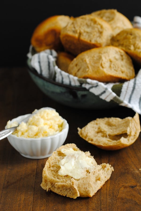 Spiced Sweet Potato Rolls with Bourbon Honey Butter - Perfect for the holidays! | foxeslovelemons.com