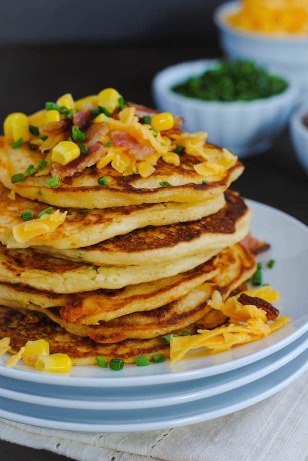 Bacon, Corn & Cheddar Pancakes Foxes Love Lemons