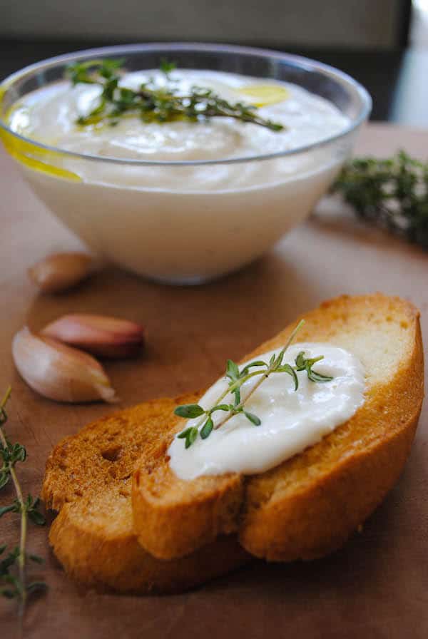 Creamy Roasted Garlic & Parmesan Dip - A delicious, versatile dip with simple ingredients. | foxeslovelemons.com
