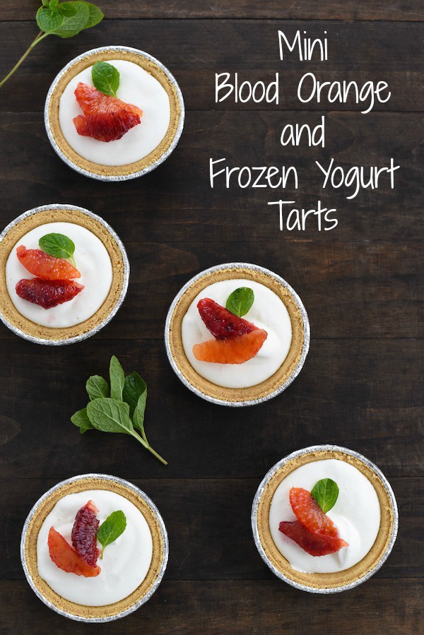 Mini Blood Orange & Frozen Yogurt Tarts - A simple, fast and beautiful dessert that highlights seasonal citrus. | foxeslovelemons.com