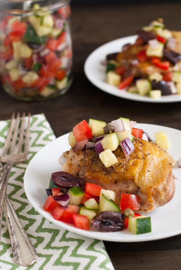 Roasted Chicken with Greek Salsa - Foxes Love Lemons