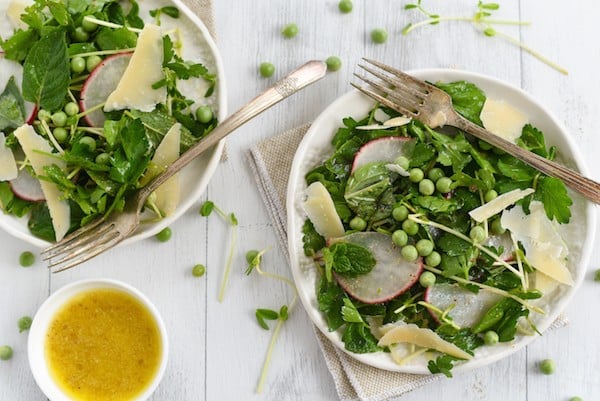 Spring Pea & Herb Salad with Asiago & Parmesan - A fresh and bright salad to welcome Spring! | foxeslovelemons.com