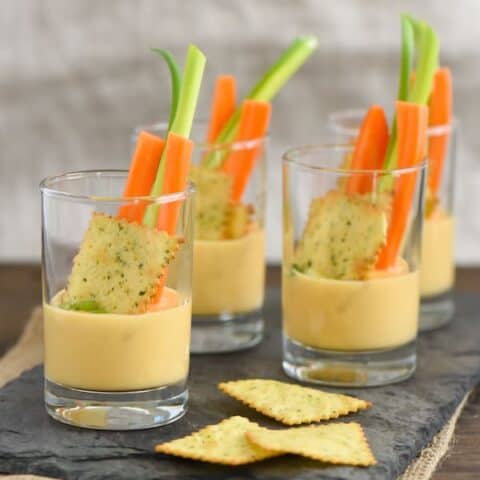 Beer Queso Dip Shooters - Silky smooth queso dip that STAYS silky smooth as it cools! | foxeslovelemons.com