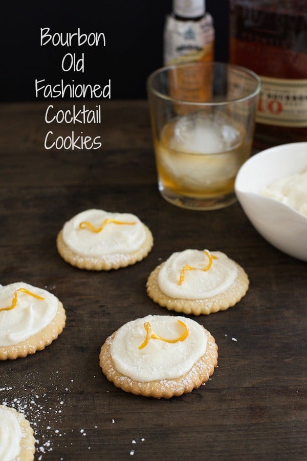 Bourbon Old Fashioned Cocktail Cookies - All the flavors of an Old Fashioned cocktail in a cookie. Sugar cookies flavored with orange zest, topped with bourbon cream cheese frosting! | foxeslovelemons.com