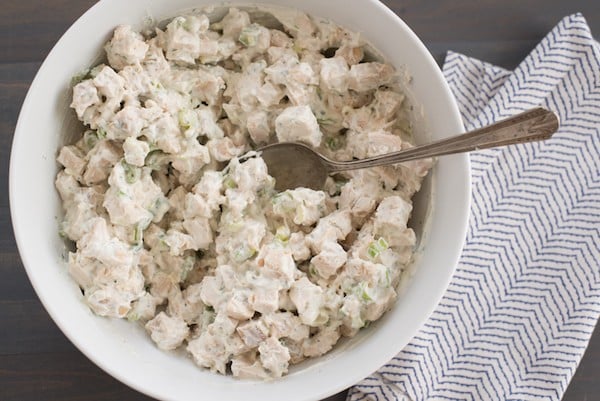 Greek Yogurt Ranch Chicken Salad Sandwiches - Flavor-packed ranch chicken salad sandwiches made with Greek yogurt. Perfect for a party, or to keep in the fridge for lunches throughout the work week! | foxeslovelemons.com