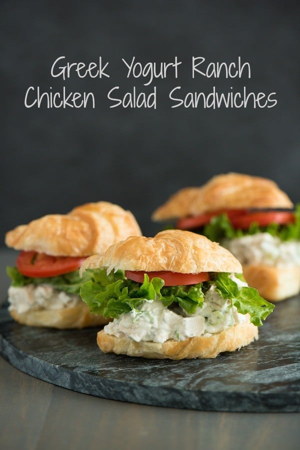 Greek Yogurt Ranch Chicken Salad Sandwiches - Flavor-packed ranch chicken salad sandwiches made with Greek yogurt. Perfect for a party, or to keep in the fridge for lunches throughout the work week! | foxeslovelemons.com