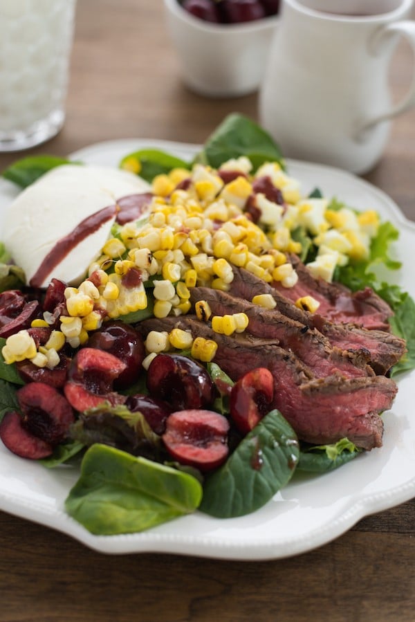 Grilled Flank Steak Salad with Fresh Cherry Vinaigrette  Foxes Love Lemons