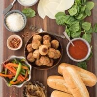 Build-Your-Own Meatball Sub Platter - Pile all the fixings for delicious meatball subs onto a big platter, and let everybody create their own meal! | foxeslovelemons.com