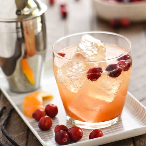 Cranberry Vanilla Gin Spritzer - Embrace autumn flavors with this refreshing, bubbly gin cocktail. Can also be made with vodka! | foxeslovelemons.com