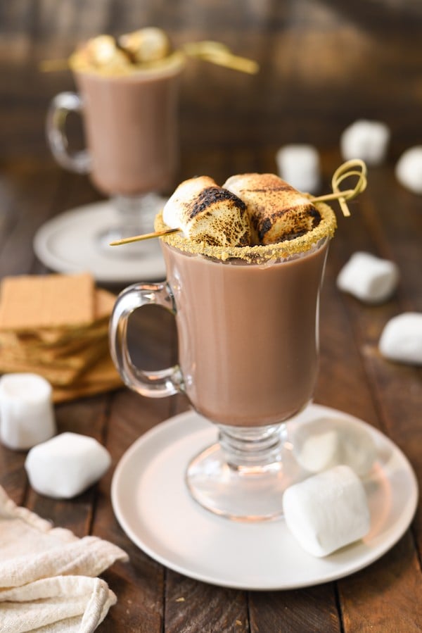 S'mores Hot Chocolate - A simple homemade hot chocolate with a special twist. Calling all s'mores lovers! | foxeslovelemons.com