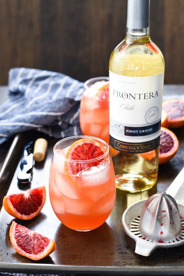 Blood Orange Sangria - Whip up this party-perfect big batch cocktail with just four simple ingredients! | foxeslovelemons.com