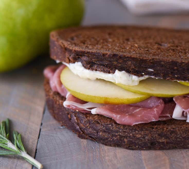 Prosciutto & Pear Sandwiches with Herbed Parmesan Mayo