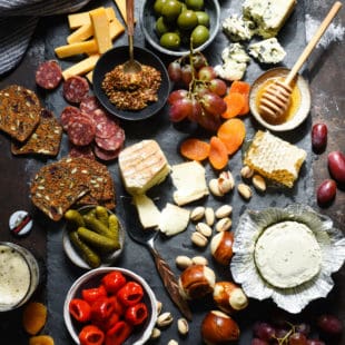 Cheese Board for Beer - All of the salty, spicy, creamy, nutty and pickled items you need to assemble an appetizer spread perfect for a beer-tasting party. | foxeslovelemons.com