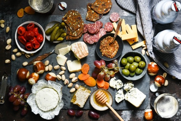 Cheese Board for Beer - All of the salty, spicy, creamy, nutty and pickled items you need to assemble an appetizer spread perfect for a beer-tasting party. | foxeslovelemons.com