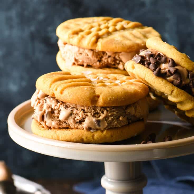 Salted Chocolate Chip Cookie & Peanut Butter Ice Cream Sandwich, 1 count, Tara's Organic Ice Cream