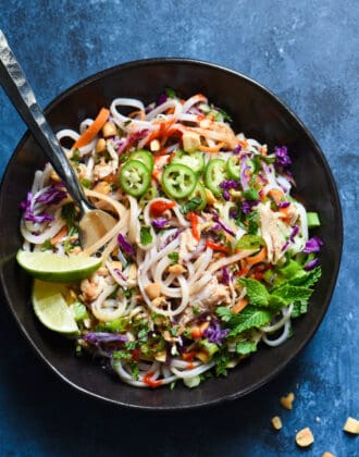 Slow Cooker Thai Turkey Noodle Bowls - A simple slow cooker meal with a flurry of fresh ingredients. | foxeslovelemons.com