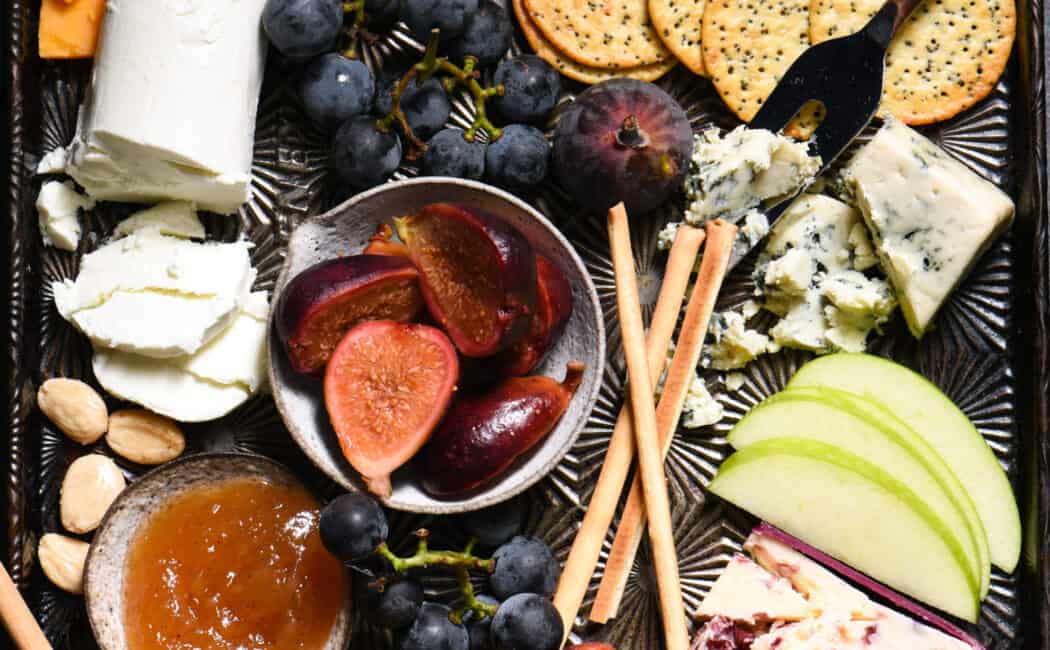 Autumn Cheese Board with Ginger Pickled Figs - An easy entertaining spread that celebrates fall's bounty! | foxeslovelemons.com