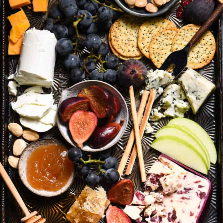 Autumn Cheese Board with Ginger Pickled Figs - An easy entertaining spread that celebrates fall's bounty! | foxeslovelemons.com