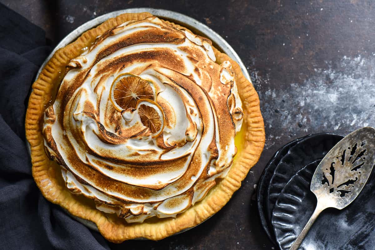 Lemon Cardamom Meringue Pie - Put an easy gourmet twist on a classic pie by adding a touch of cardamom to the meringue! | foxeslovelemons.com