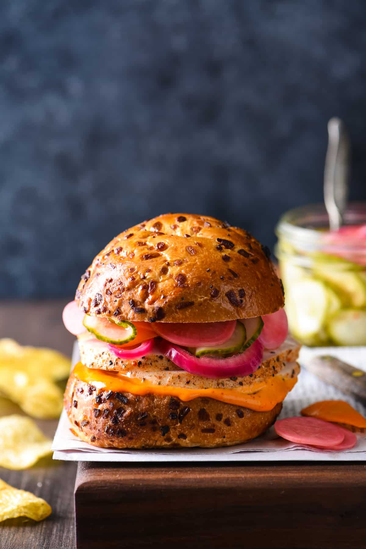 Sriracha Turkey Sandwiches with Pickled Veggies - Jazz up your turkey sandwich routine with homemade sriracha mayo and easy pickled veggies. | foxeslovelemons.com